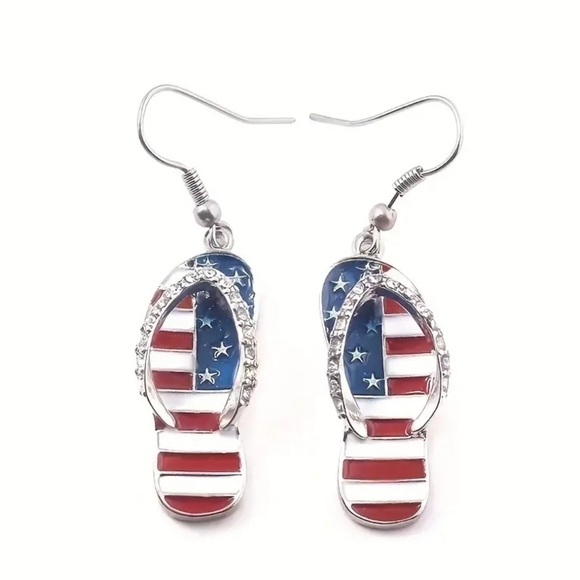 Patriotic Flip Flop Earrings - Picture 1 of 4